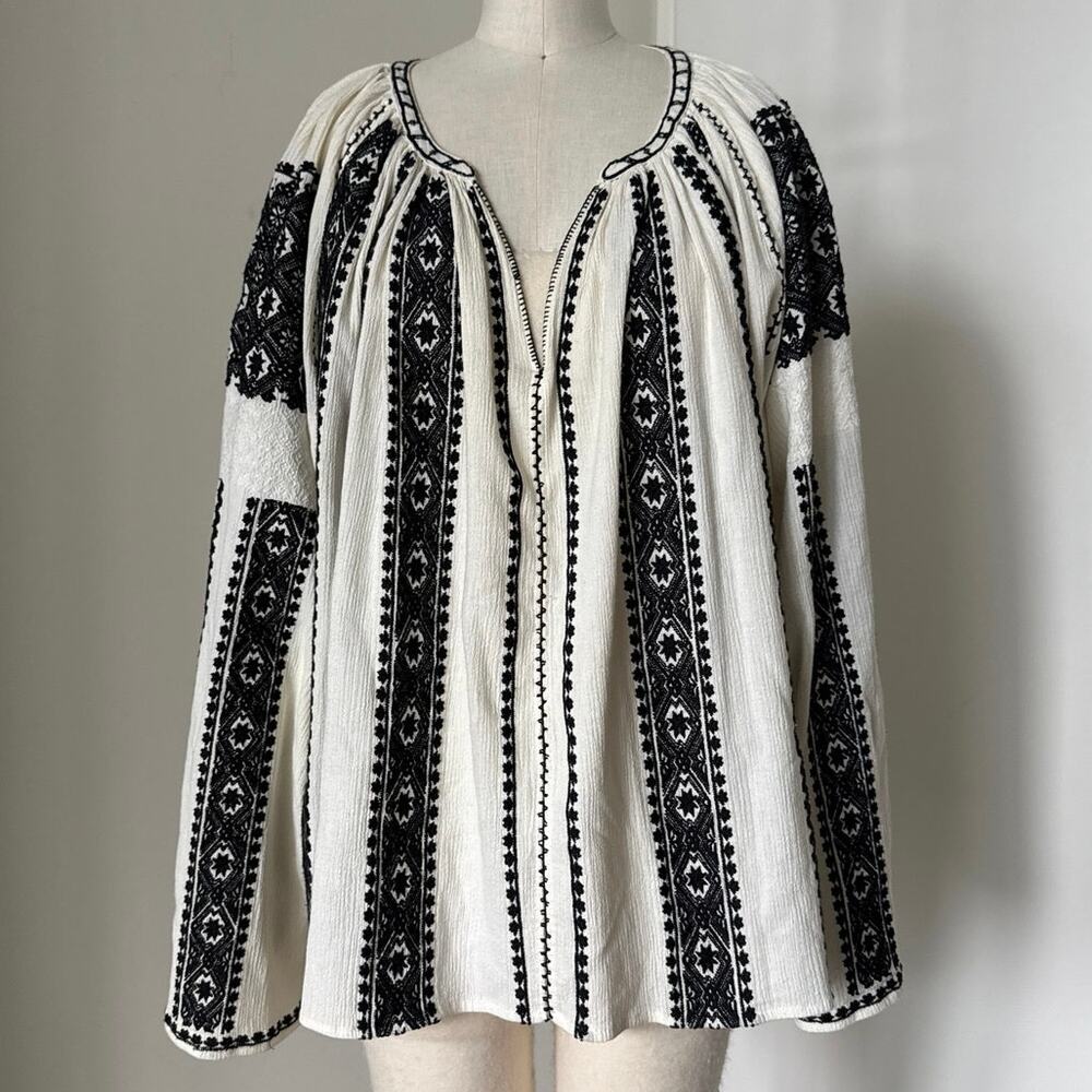 THE GREAT. The Journey embroidered cotton-gauze top SZ 3